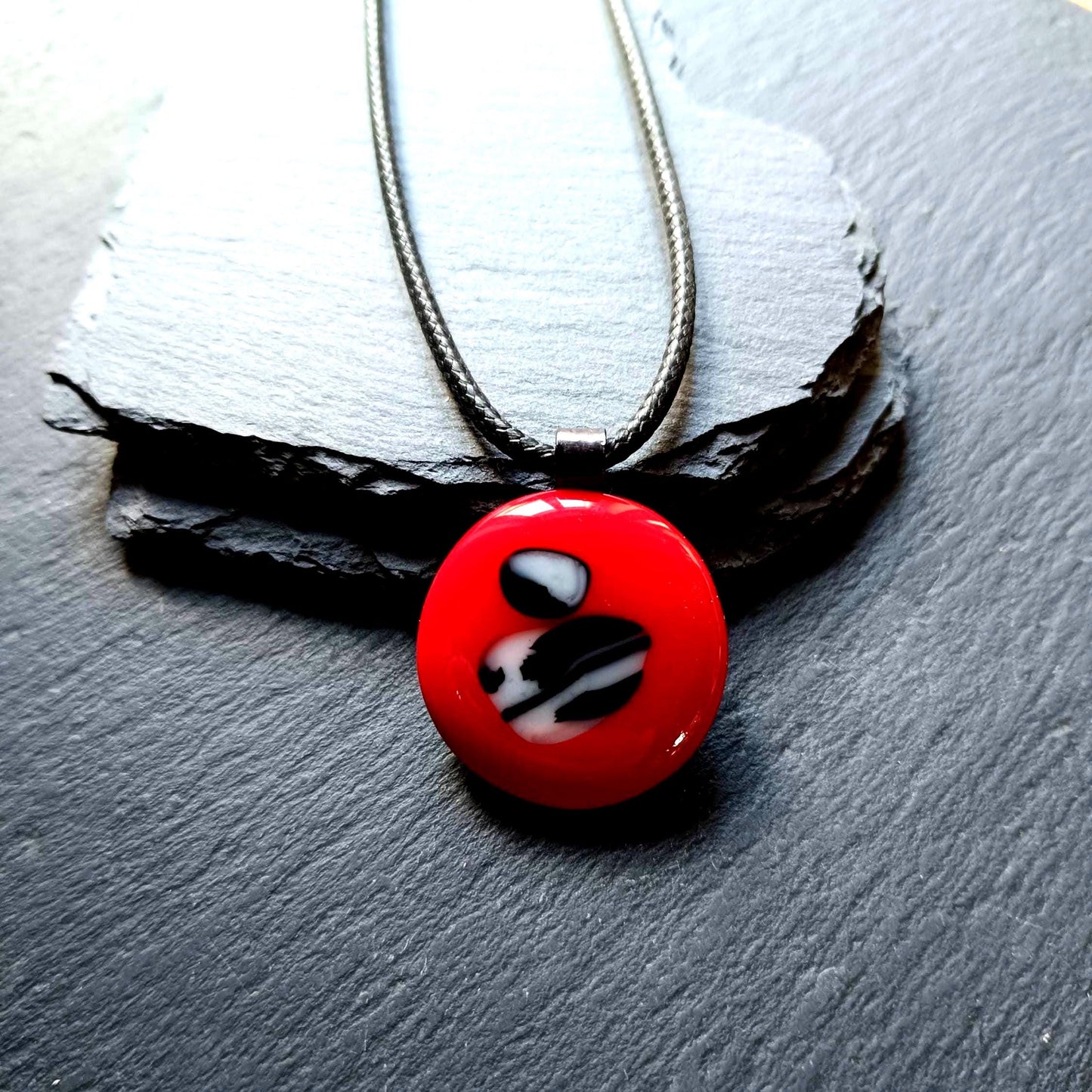 Red fused glass pendant necklace, handmade red jewellery, birthday gift for her or for him, easy to mail gift, gender-neutral idea