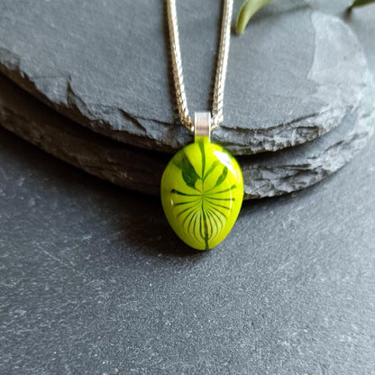 Handmade leaf fused glass pendant necklace, gender-neutral birthday gift idea, easy to mail idea, best gift for mom