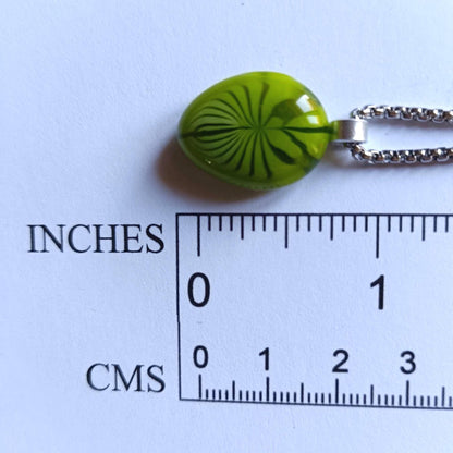 Handmade leaf fused glass pendant necklace, gender-neutral birthday gift idea, easy to mail idea, best gift for mom