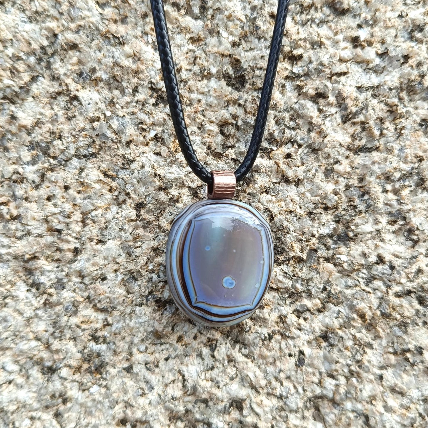 Handcrafted Men's Fused Glass Pendant Necklace in Earthy Tones - Gender Neutral Gift - Letterbox Gift - BlixxiCreations