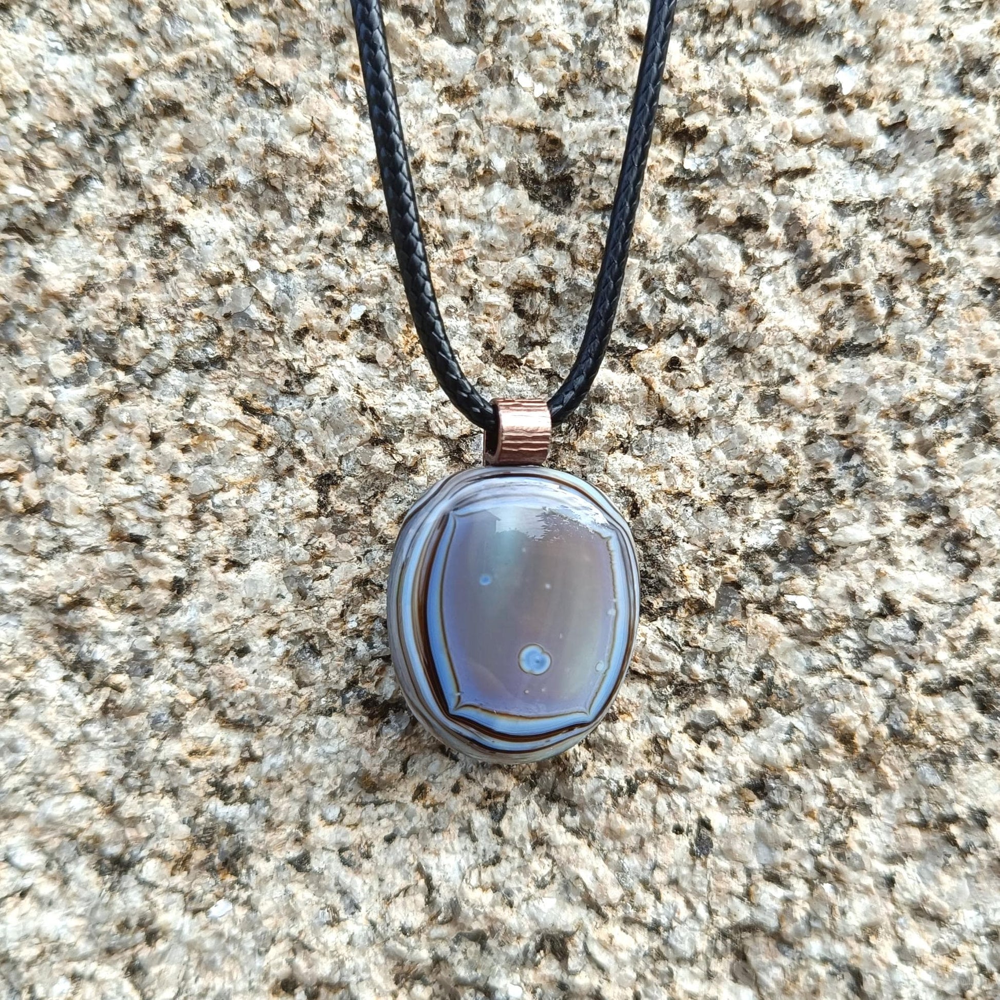 Handcrafted Men's Fused Glass Pendant Necklace in Earthy Tones - Gender Neutral Gift - Letterbox Gift - BlixxiCreations
