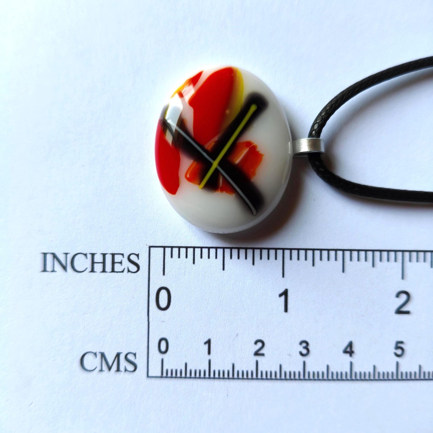 Handmade multicolour funky glass pendant with cord necklace, best gift for her, funky eclectic idea, easy to mail gift - BlixxiCreations