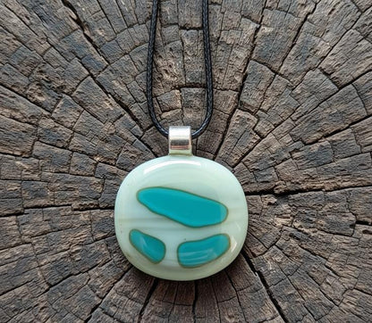 Fused Glass Abstract Pendant with necklace, handmade jewellery