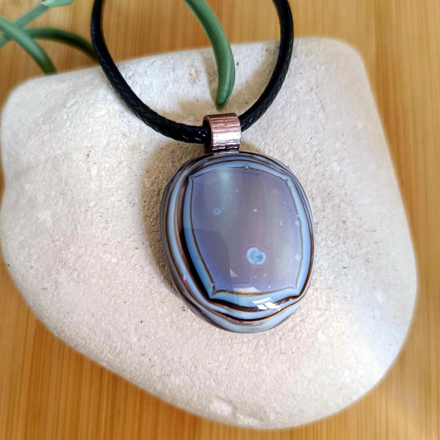 Handcrafted Men's Fused Glass Pendant Necklace in Earthy Tones - Gender Neutral Gift - Letterbox Gift - BlixxiCreations