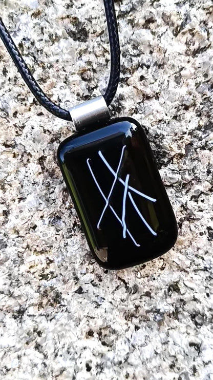Handcrafted Fused Glass Black Glass Necklace - Unique Artisan Crafted Jewelry - Gender Neutral Gift - Easy to Mail Gift