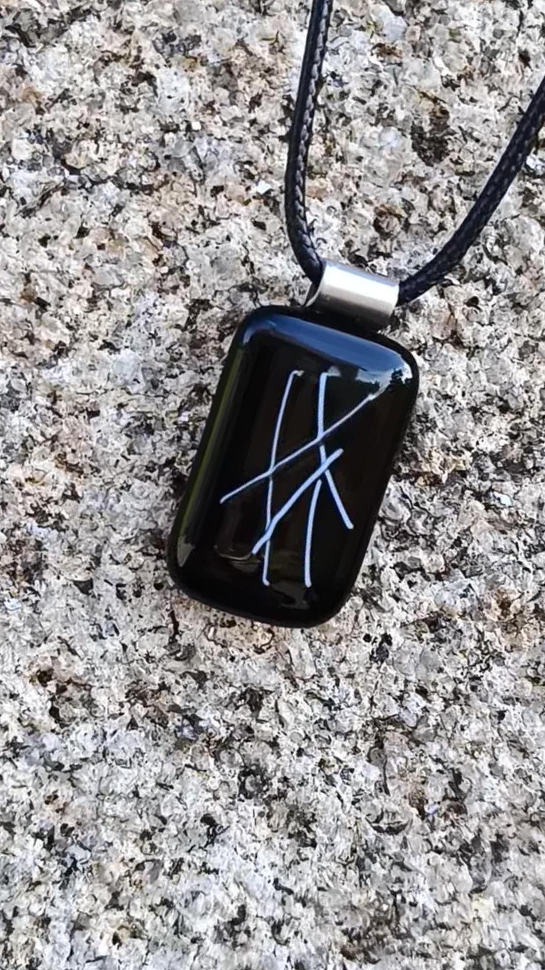 Handcrafted Fused Glass Black Glass Necklace - Unique Artisan Crafted Jewelry - Gender Neutral Gift - Easy to Mail Gift