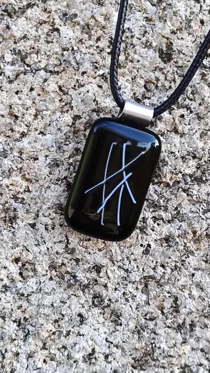 Handcrafted Fused Glass Black Glass Necklace - Unique Artisan Crafted Jewelry - Gender Neutral Gift - Easy to Mail Gift