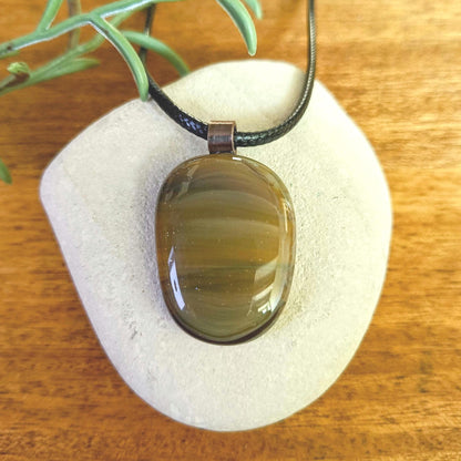 Fused glass pendant necklace, gift for men, birthday, art glass, necklace for dad, unique, handmade necklace,