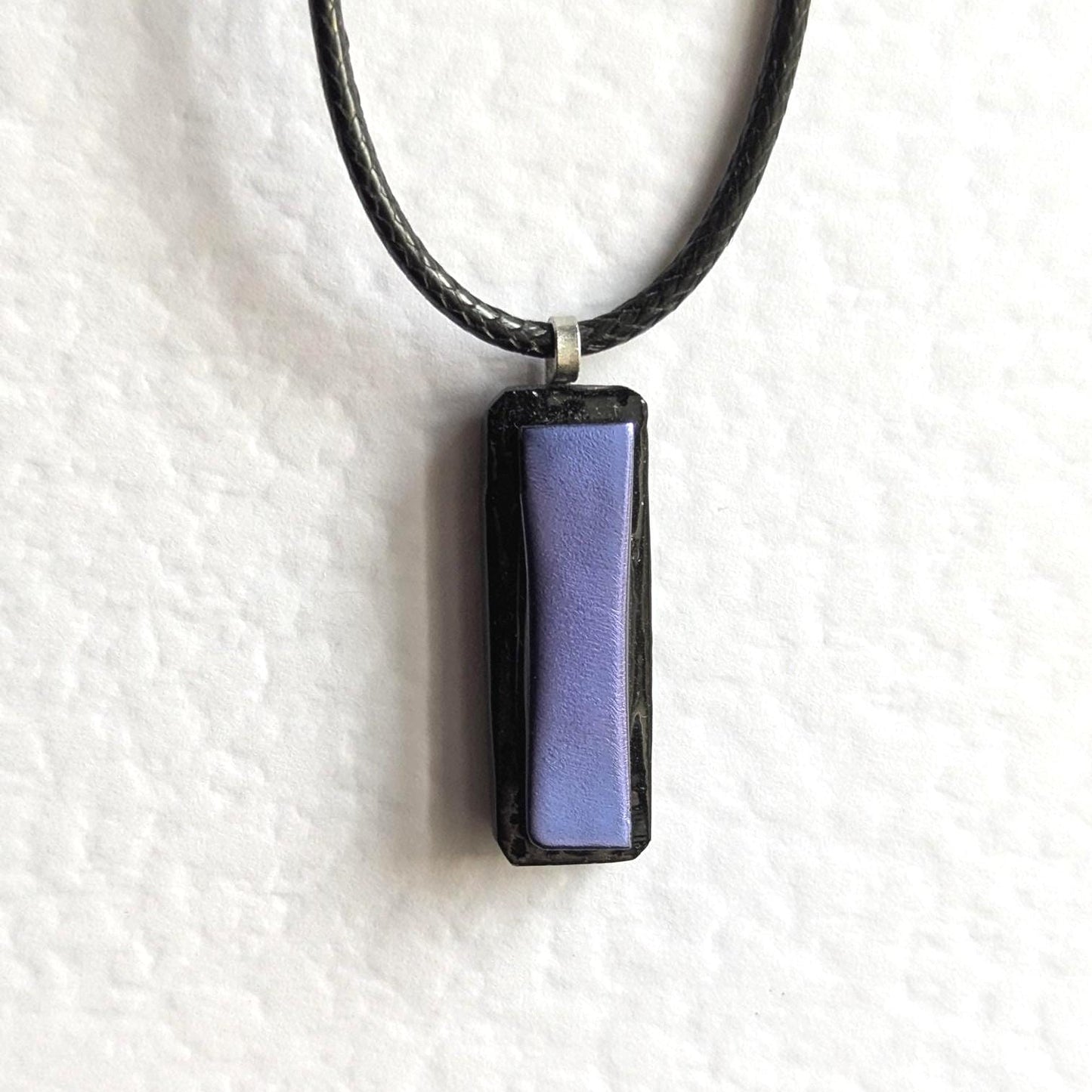 Purple Dichroic Fused Glass Pendant Necklace, handmade artisan jewellery