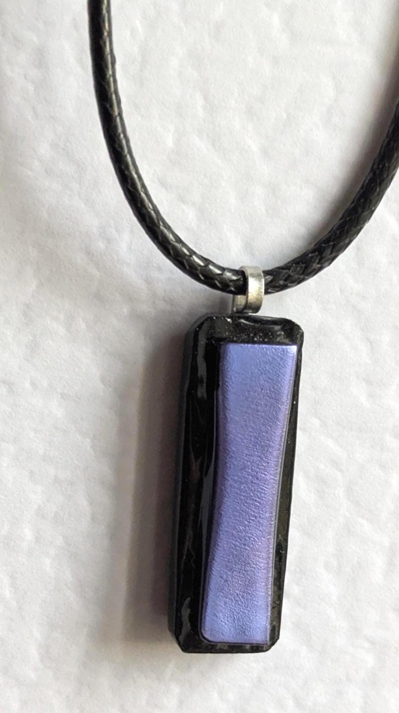 Purple Dichroic Fused Glass Pendant Necklace, handmade artisan jewellery