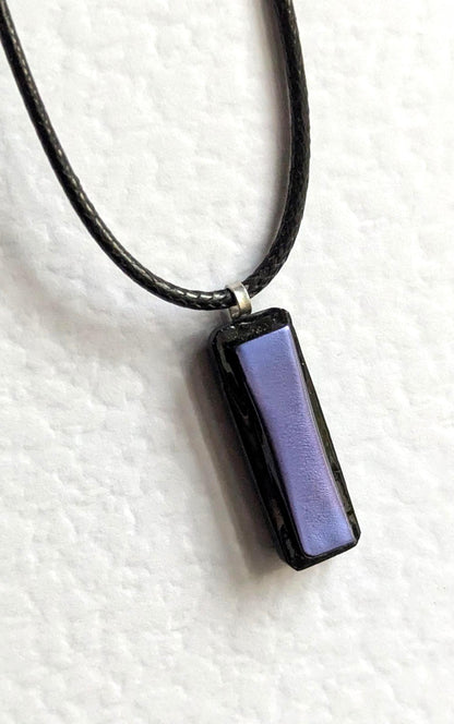 Purple Dichroic Fused Glass Pendant Necklace, handmade artisan jewellery