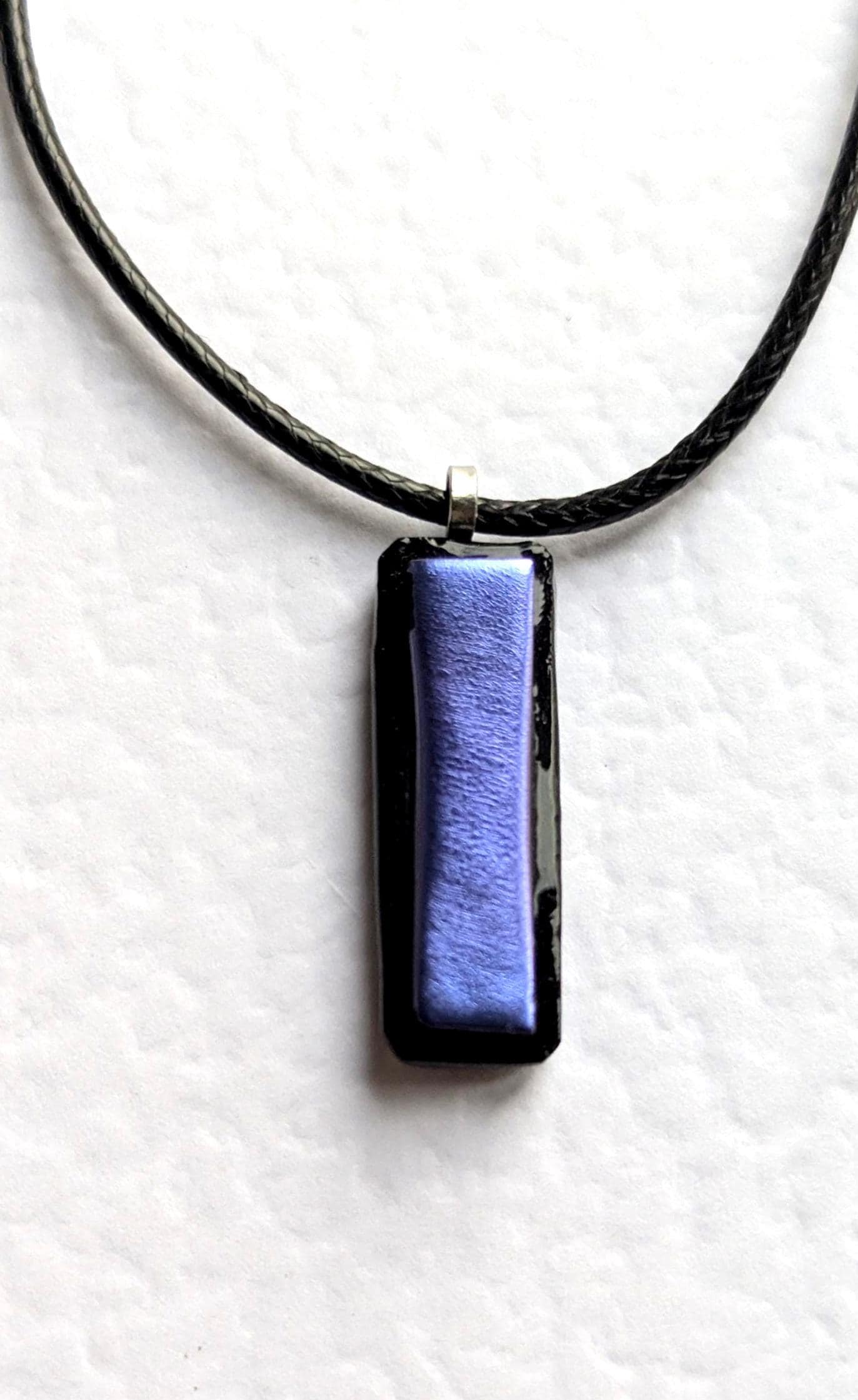 Purple Dichroic Fused Glass Pendant Necklace, handmade artisan jewellery