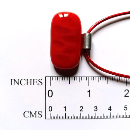 Handmade red fused glass pendant with cord necklace, birthday gift for mom, sister, friend, unique jewelry, boho chic, unusual gift,
