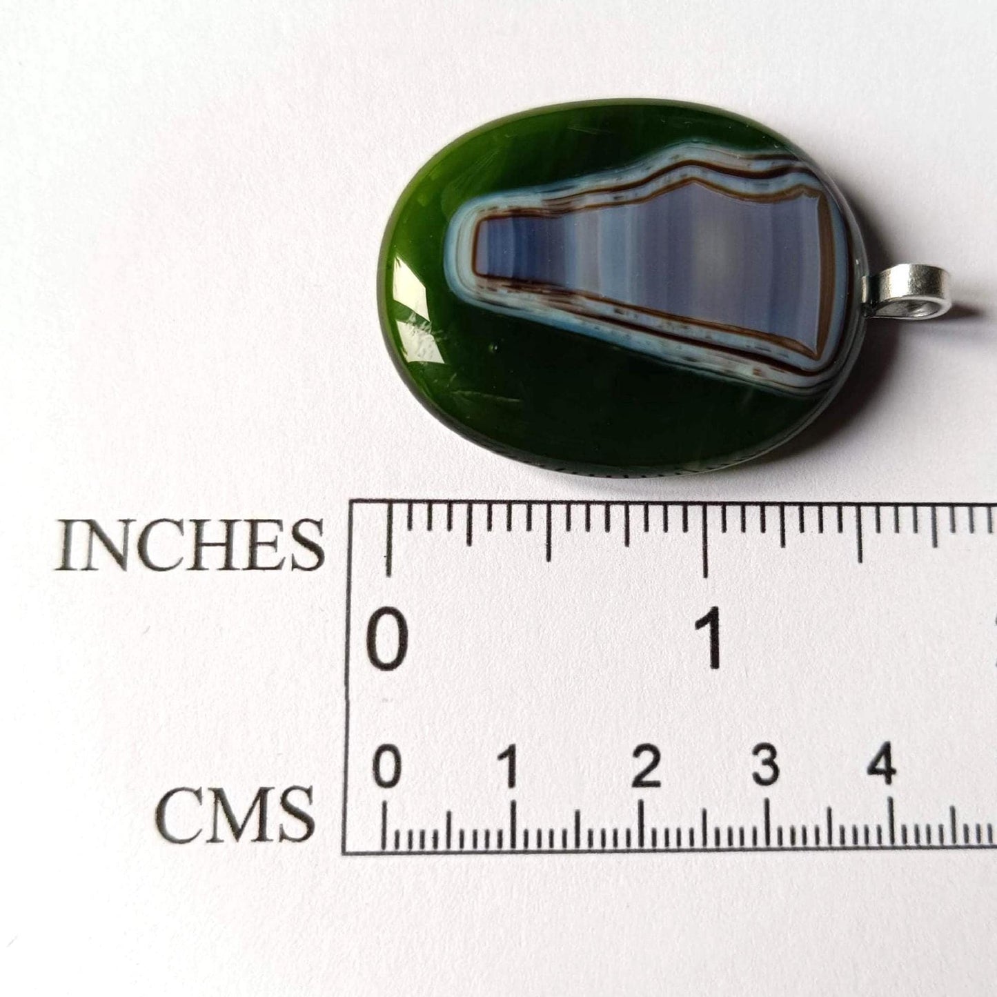 Handmade large green fused glass abstract design pendant necklace