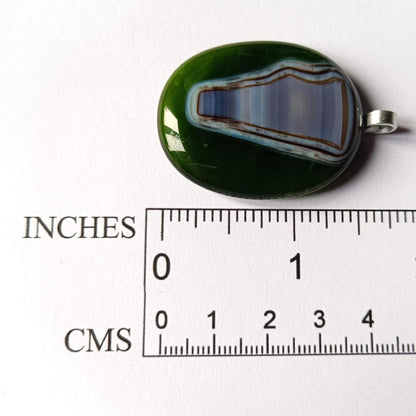 Handmade large green fused glass abstract design pendant necklace