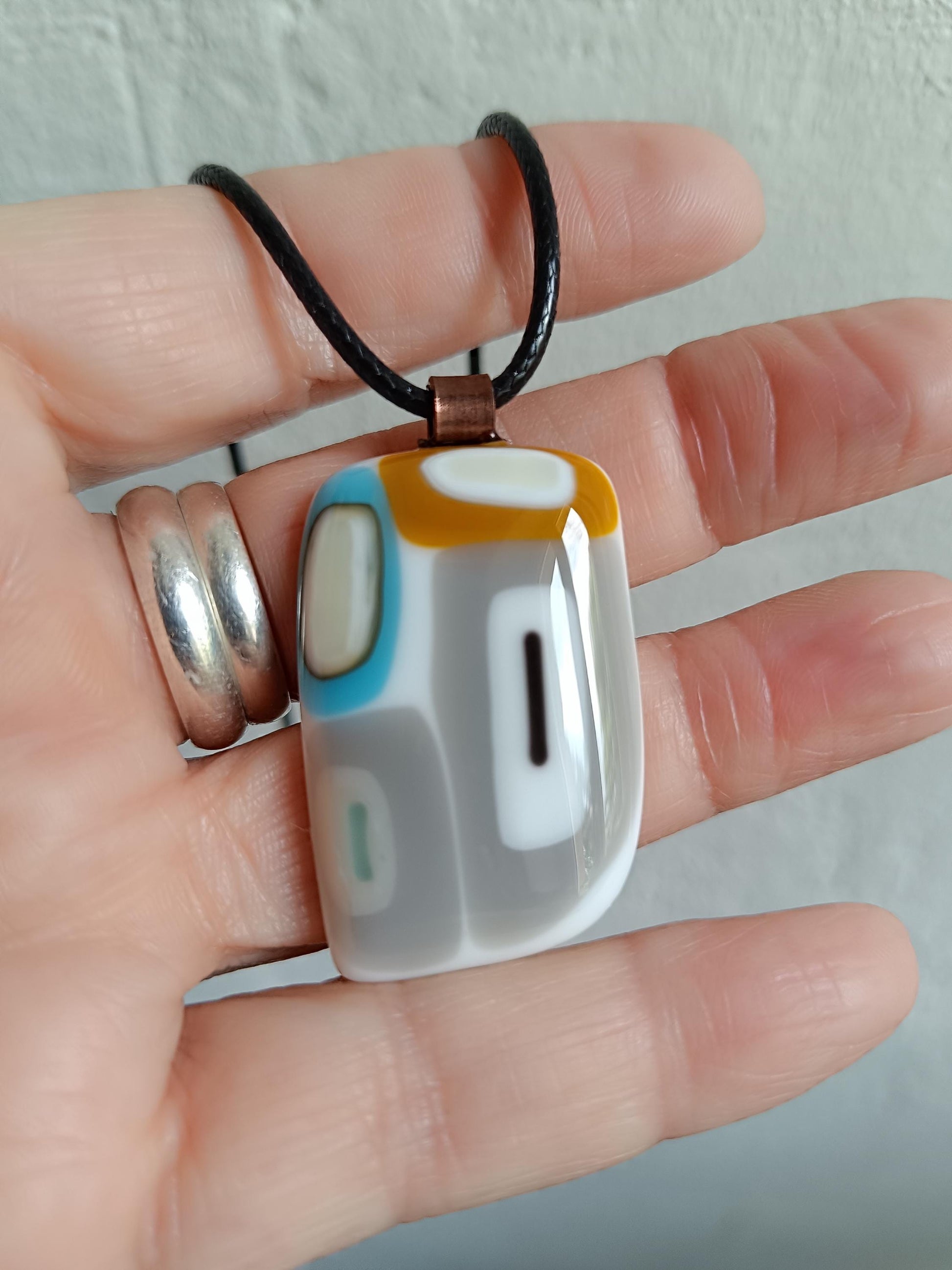 One of a Kind Fused Glass Necklace – Handmade OOAK Wearable Art Pendant – Unique Statement Jewellery Gift for Her or LGBT Unisex Gift
