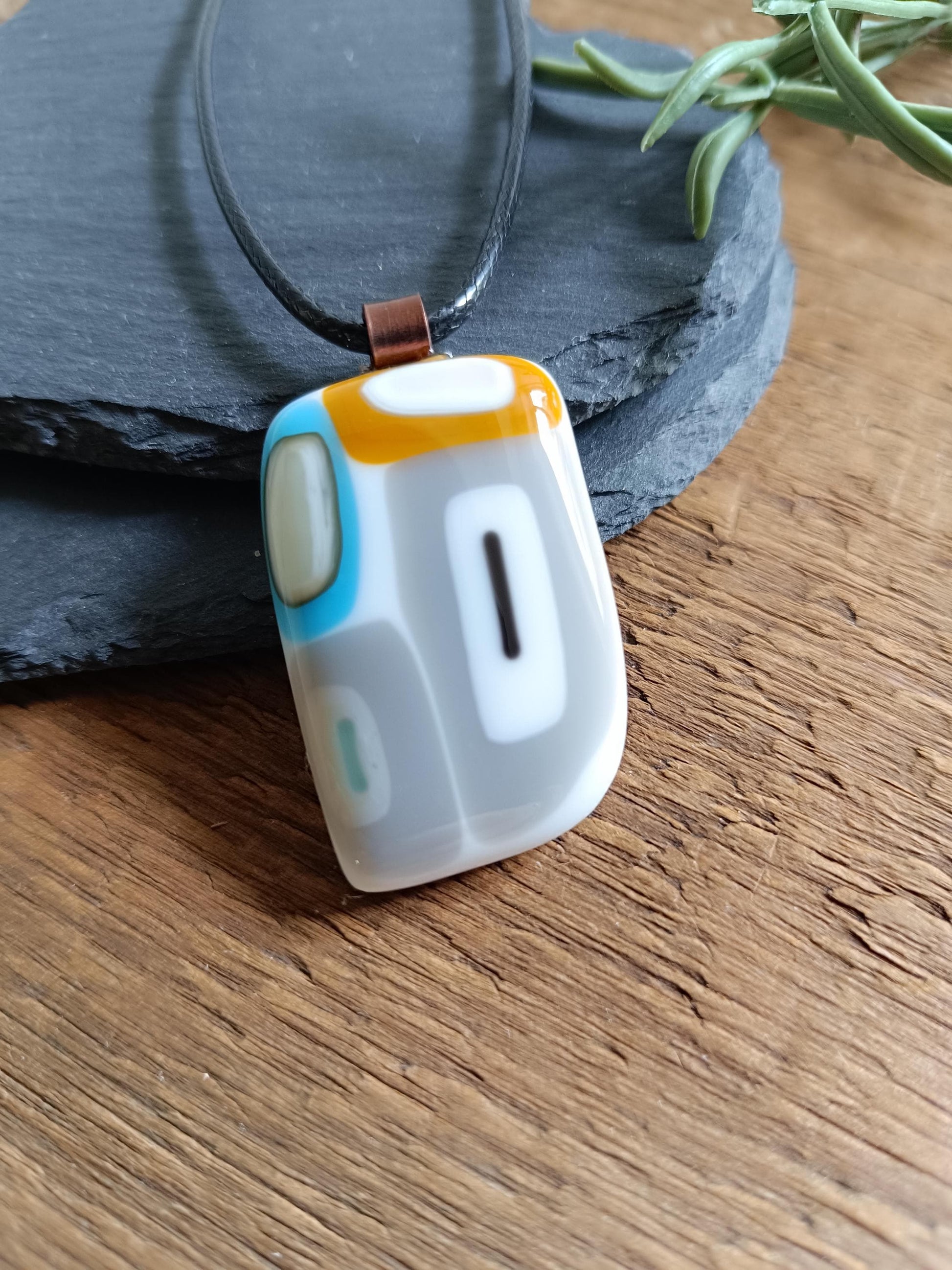 One of a Kind Fused Glass Necklace – Handmade OOAK Wearable Art Pendant – Unique Statement Jewellery Gift for Her or LGBT Unisex Gift