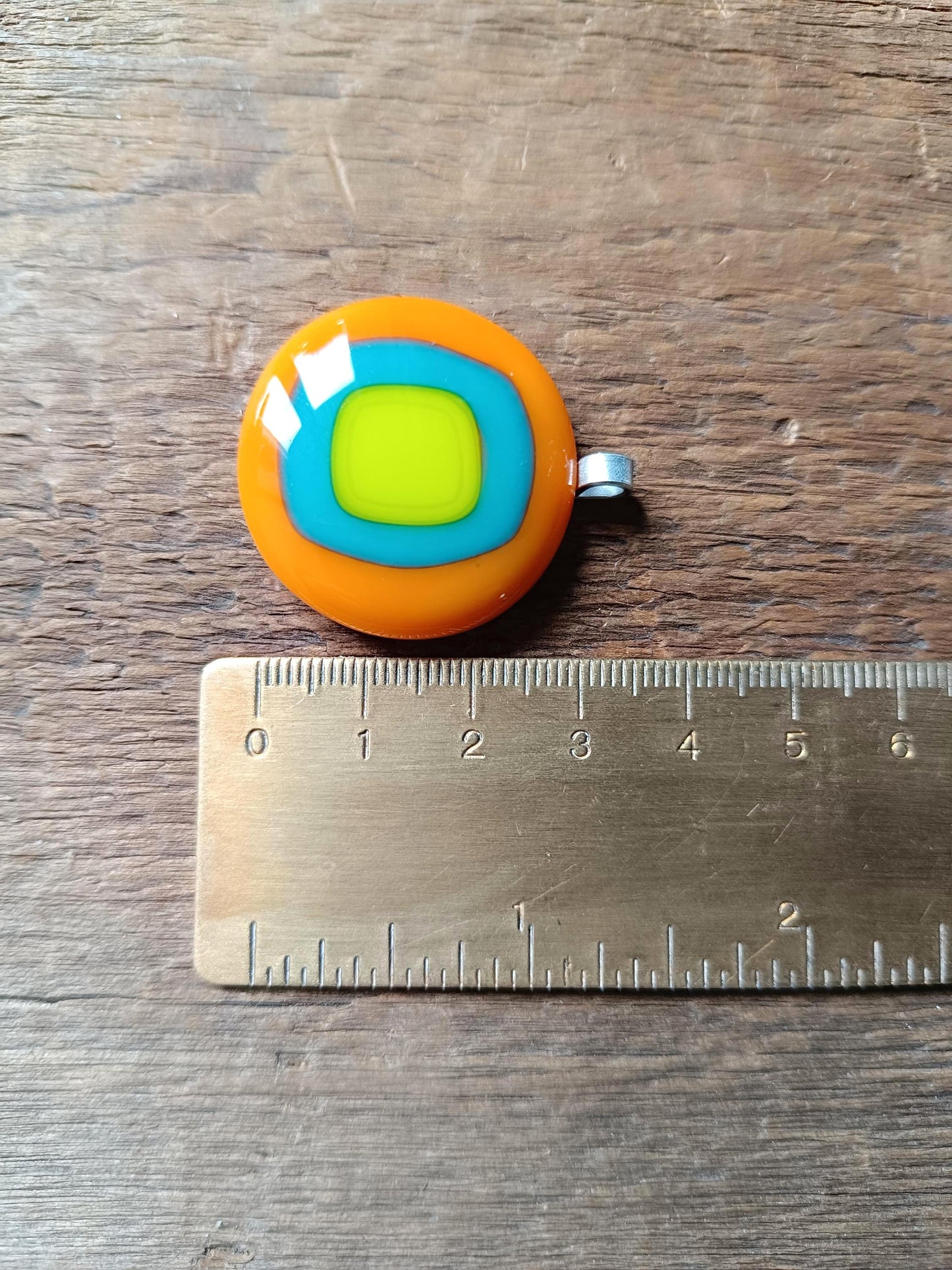 Handmade Fused Glass Pendant Necklace, Artisan Statement Jewelry, Colorful Wearable Art