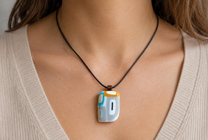 One of a Kind Fused Glass Necklace – Handmade OOAK Wearable Art Pendant – Unique Statement Jewellery Gift for Her or LGBT Unisex Gift