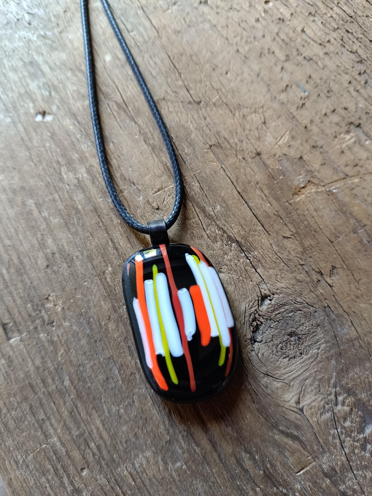 Handmade Fused Glass Pendant Necklace, Corded Pendant, Alternative Jewellery, Wearable Art