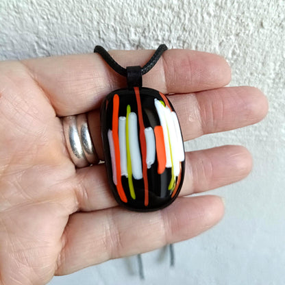Handmade Fused Glass Pendant Necklace, Corded Pendant, Alternative Jewellery, Wearable Art