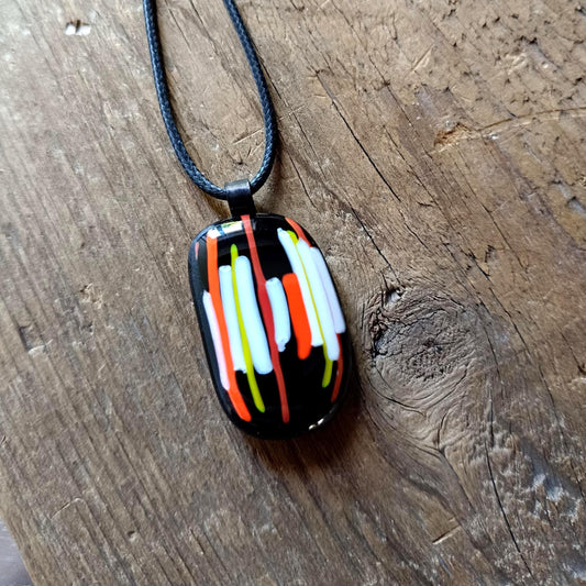 Handmade Fused Glass Pendant Necklace, Corded Pendant, Alternative Jewellery, Wearable Art