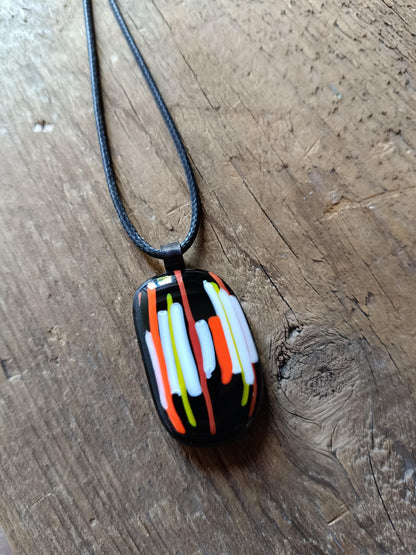 Handmade Fused Glass Pendant Necklace, Corded Pendant, Alternative Jewellery, Wearable Art