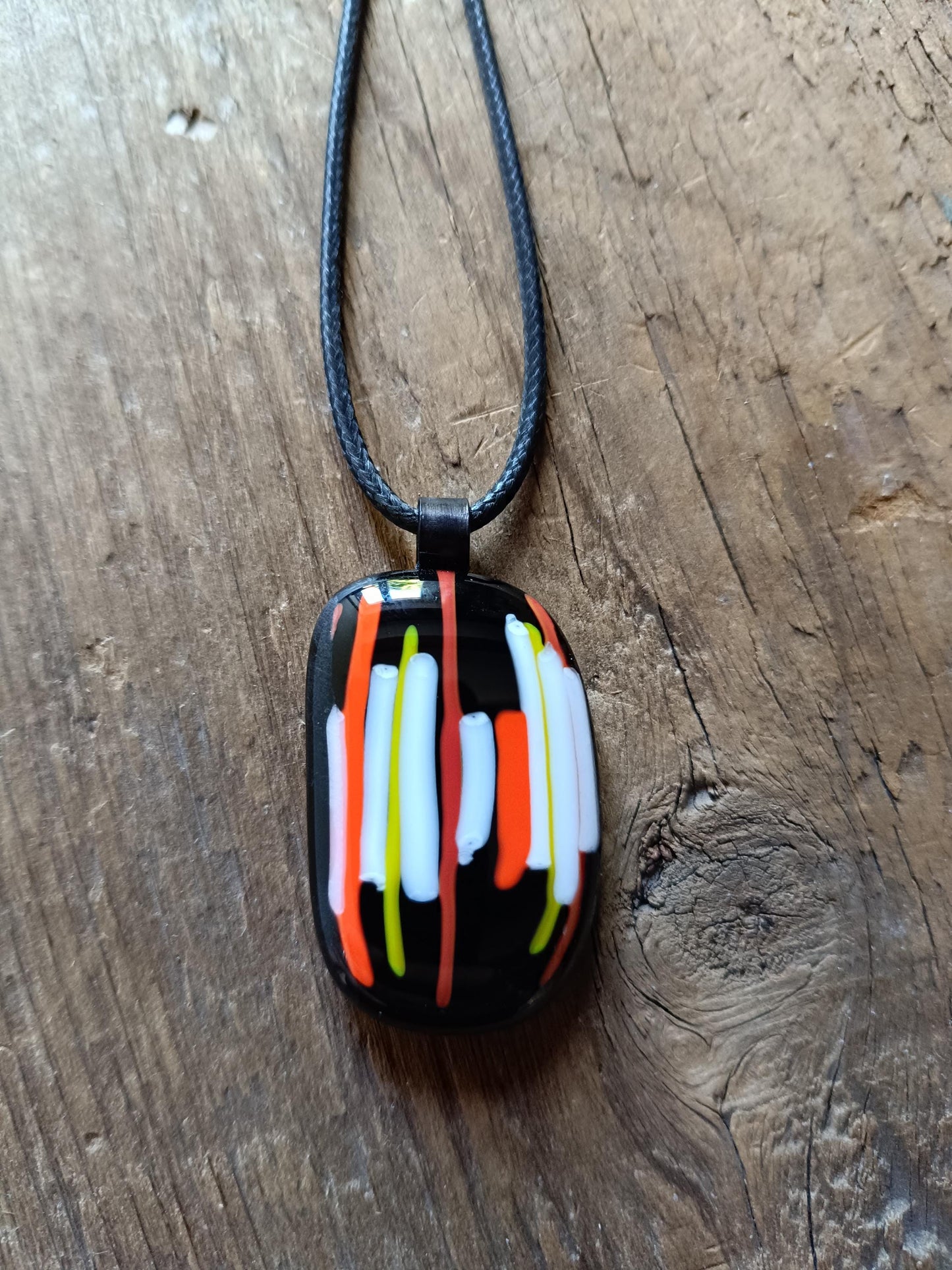 Handmade Fused Glass Pendant Necklace, Corded Pendant, Alternative Jewellery, Wearable Art