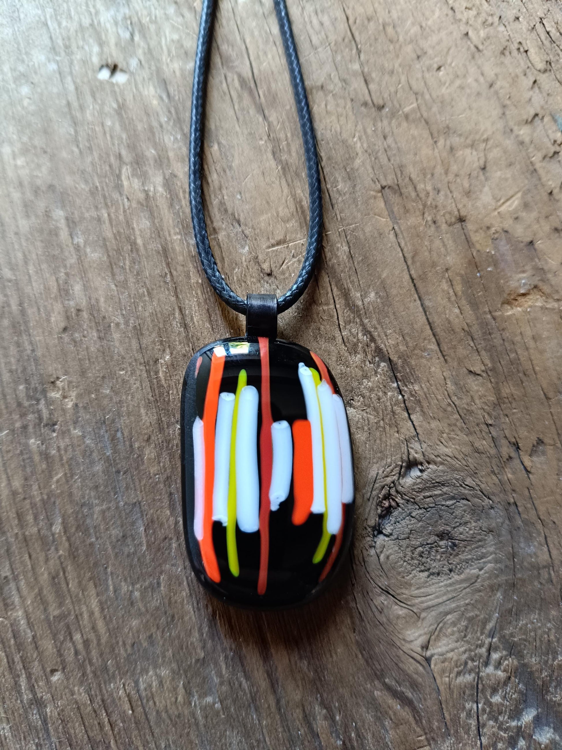 Handmade Fused Glass Pendant Necklace, Corded Pendant, Alternative Jewellery, Wearable Art