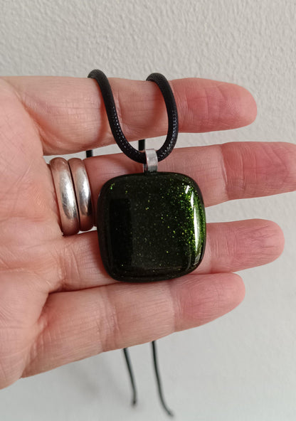 Fused glass pendant necklace, handmade artisan jewellery