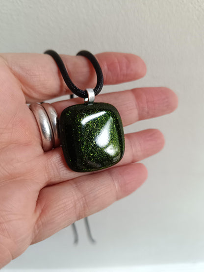 Fused glass pendant necklace, handmade artisan jewellery