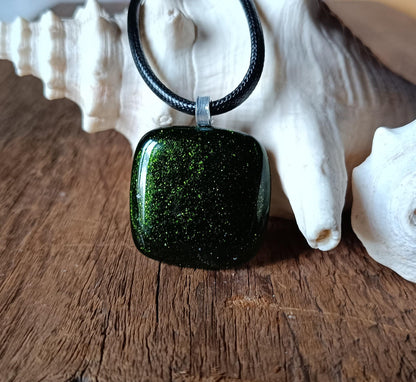 Fused glass pendant necklace, handmade artisan jewellery