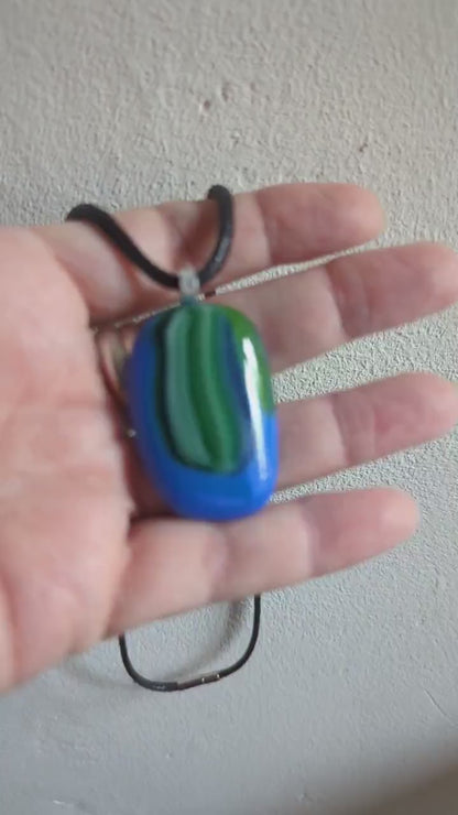 Fused Glass Pendant with Cord Necklace, handmade jewellery