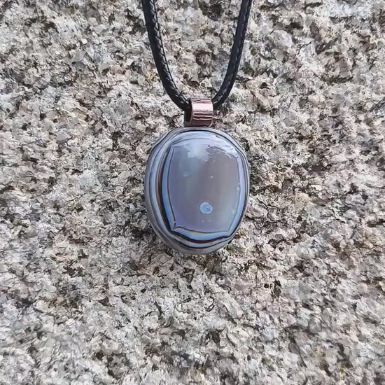 Fused Glass Pendant with Cord Necklace in Earthy Tones, handmade jewellery