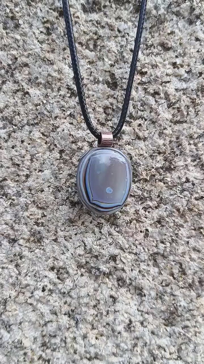 Fused Glass Pendant with Cord Necklace in Earthy Tones, handmade jewellery