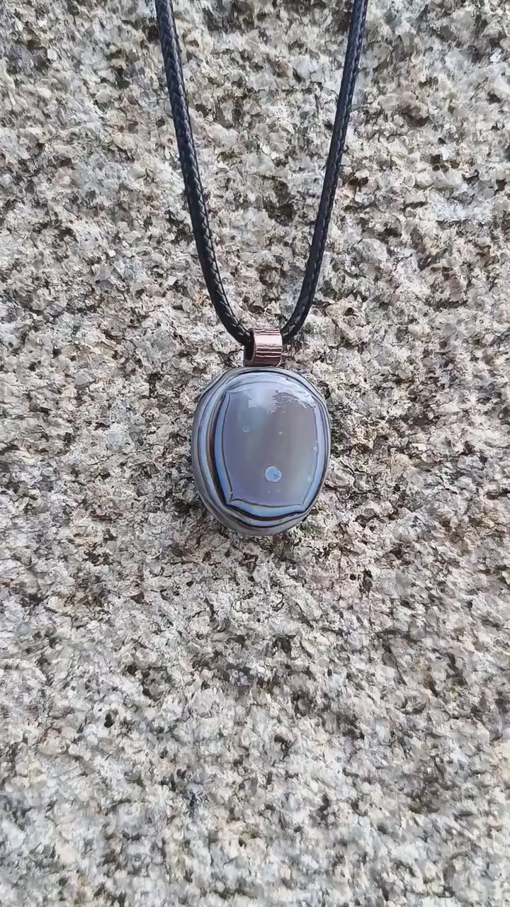 Fused Glass Pendant with Cord Necklace in Earthy Tones, handmade jewellery