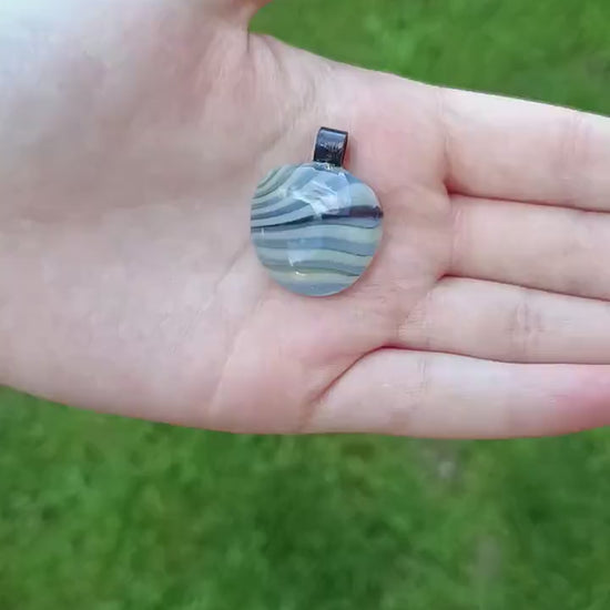Handmade fused glass pendant with cord necklace, birthday gift for mom, sister, friend, unique jewelry, boho chic, unusual gift