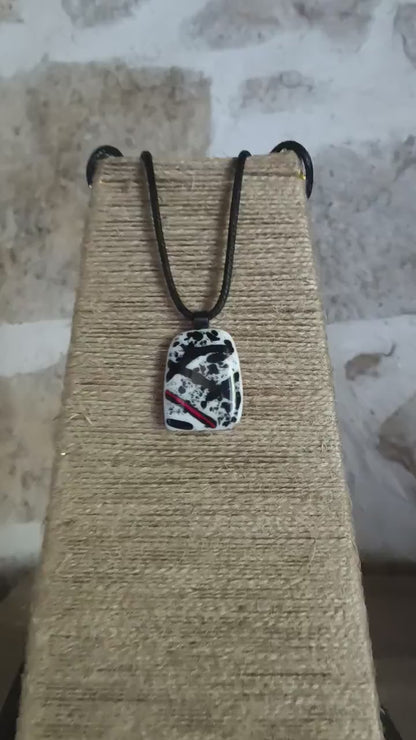 Handmade grungy style fused glass pendant necklace, birthday gift, gift for teen, wearable art jewellery