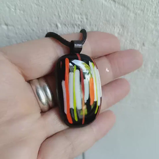 Handmade Fused Glass Pendant Necklace, Corded Pendant, Alternative Jewellery, Wearable Art