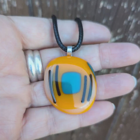 Fused glass pendant necklace with cord necklace, handmade jewellery