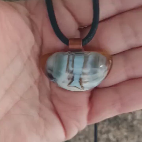 Fused glass pendant with cord necklace, handmade artisan jewelry