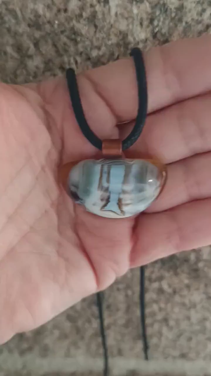 Fused glass pendant with cord necklace, handmade artisan jewelry