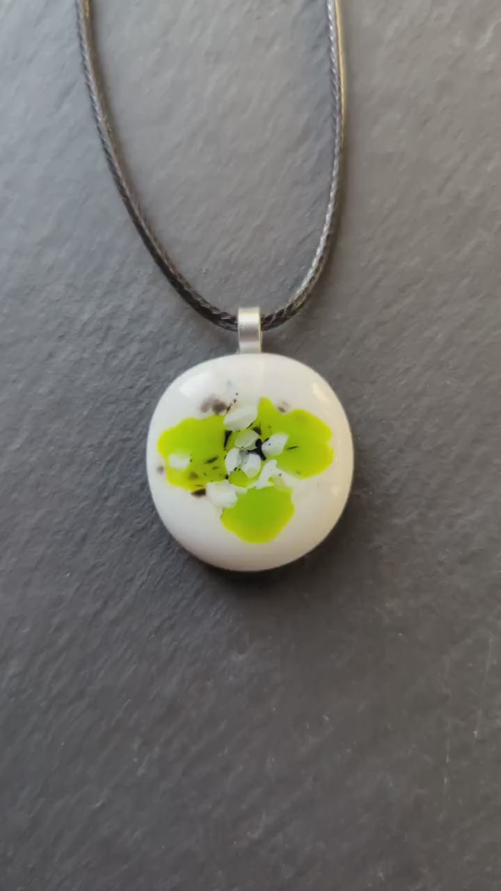 Fused glass pendant necklace, cord or a chain. unique handmade jewellery.