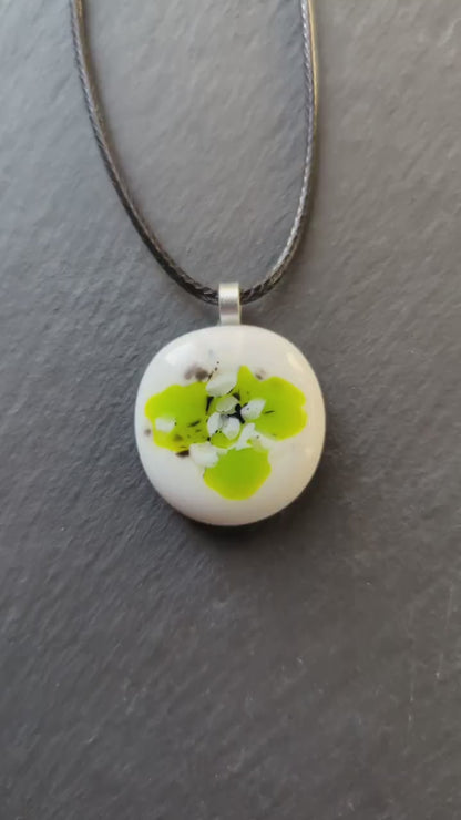 Fused glass pendant necklace, cord or a chain. unique handmade jewellery.