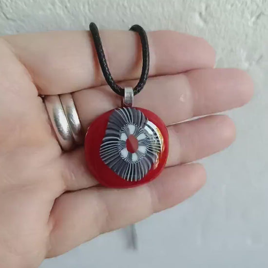 Handmade Fused Glass Pendant Necklace, Corded Pendant, Alternative Jewellery, Wearable Art