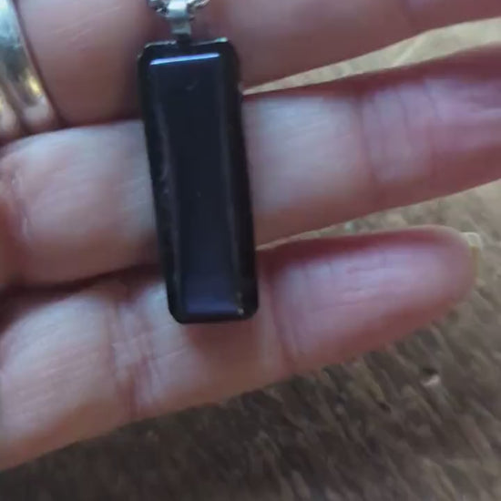 Purple Dichroic Fused Glass Pendant Necklace, handmade artisan jewellery