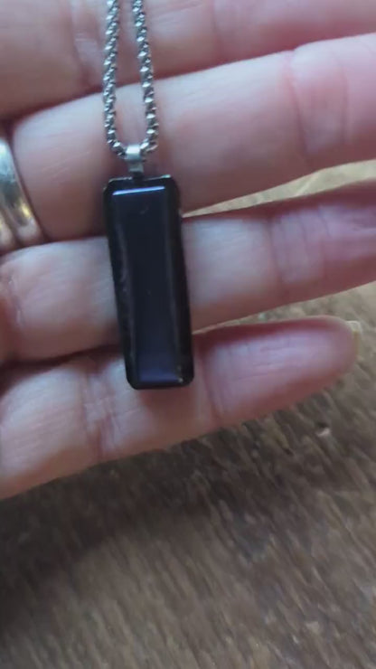 Purple Dichroic Fused Glass Pendant Necklace, handmade artisan jewellery