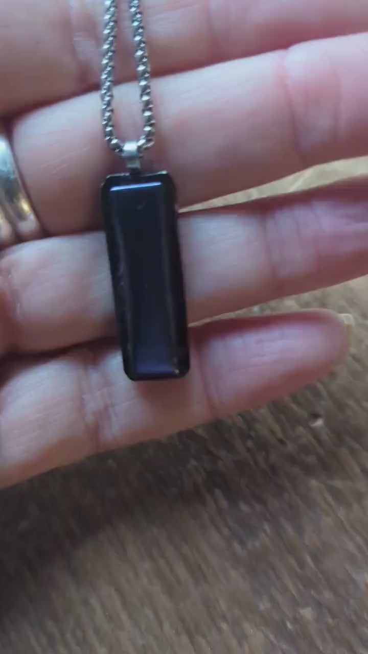 Purple Dichroic Fused Glass Pendant Necklace, handmade artisan jewellery