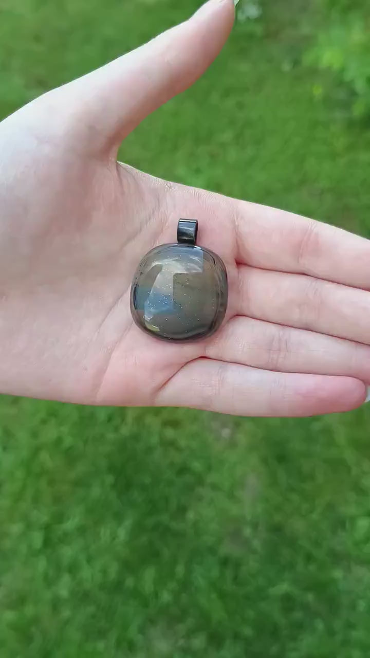 Handmade fused glass pendant necklace, gift for a man, dad, gift for friend, male, unisex necklace, artisan jewellery, unique jewellery,