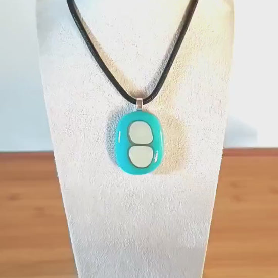 Fused glass pendant necklace, artisan handcrafted jewellery